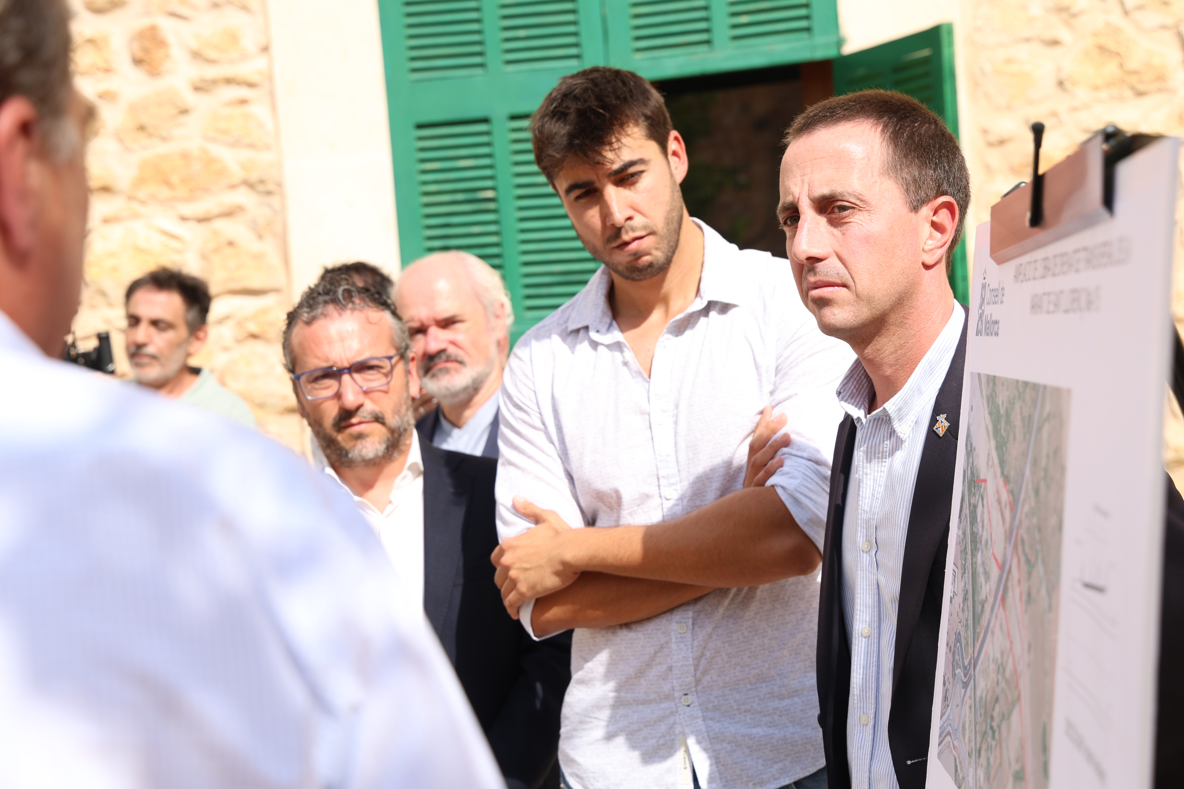 El presidente Llorenç Galmés, el consejero Fernando Rubio y el alcalde Jaume Soler en Sant Llorenç.
