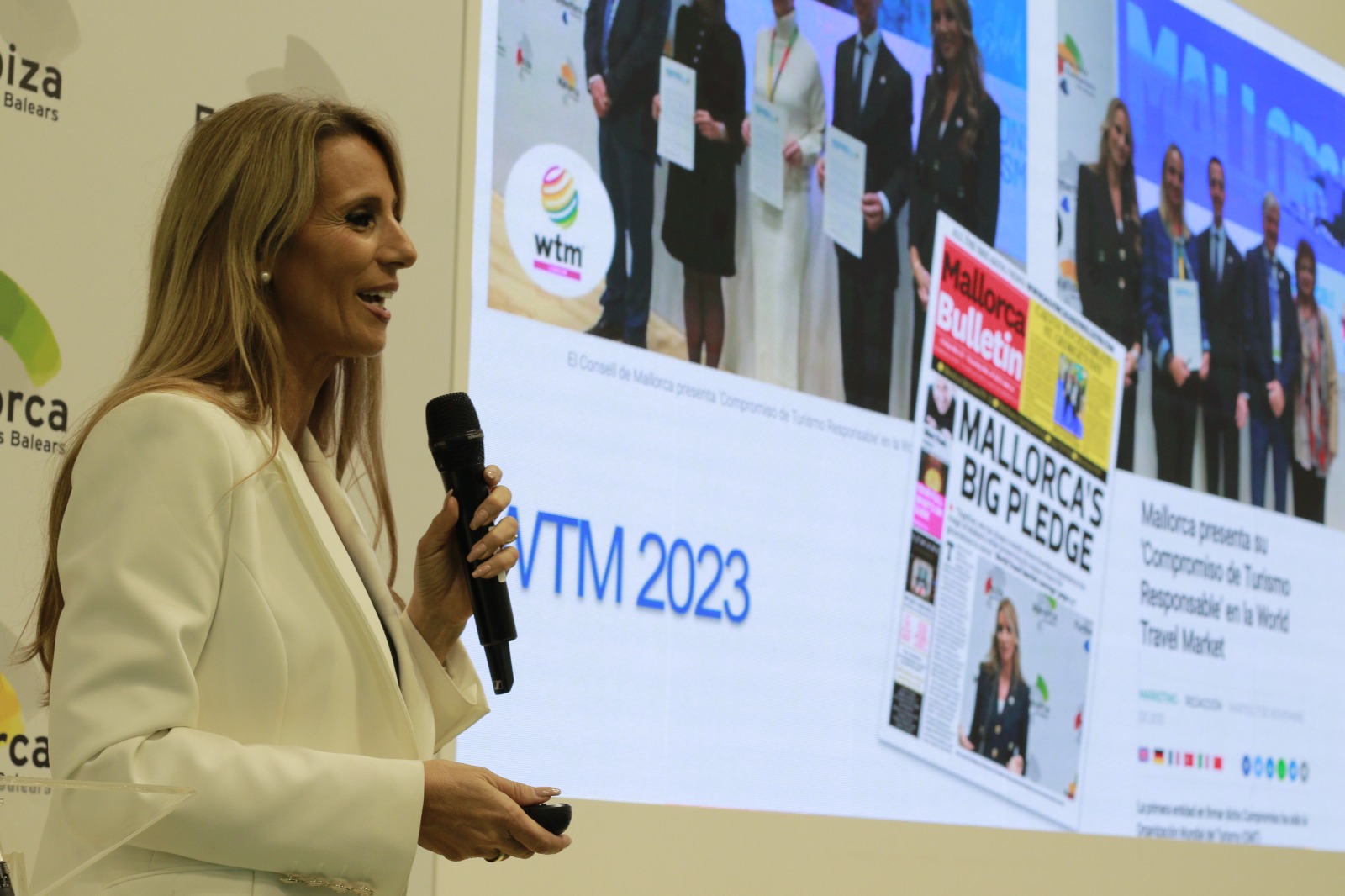 La directora insular de Turisme per a la Demanda i l’Hospitalitat , Susanna Sciacovelli, durant la seva presentació a la World Travel Market de Londres.