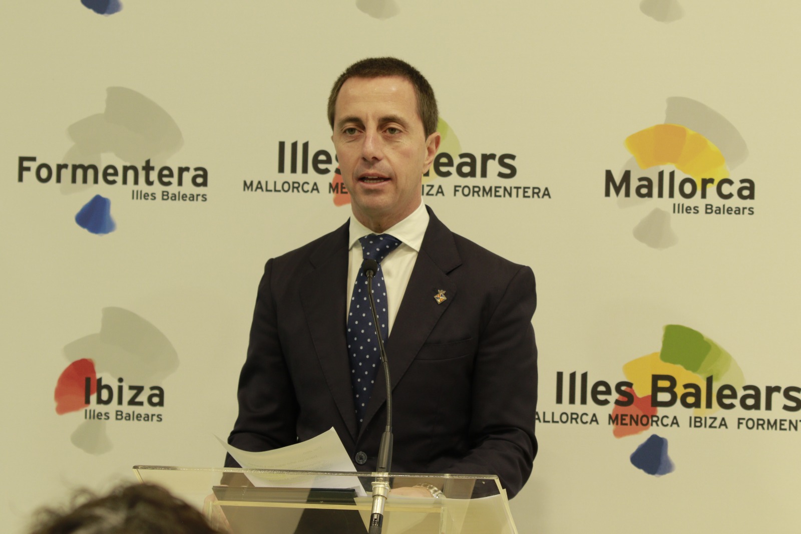 El president del Consell de Mallorca, Llorenç Galmés, durant la seva presentació a la World Travel Market de Londres.