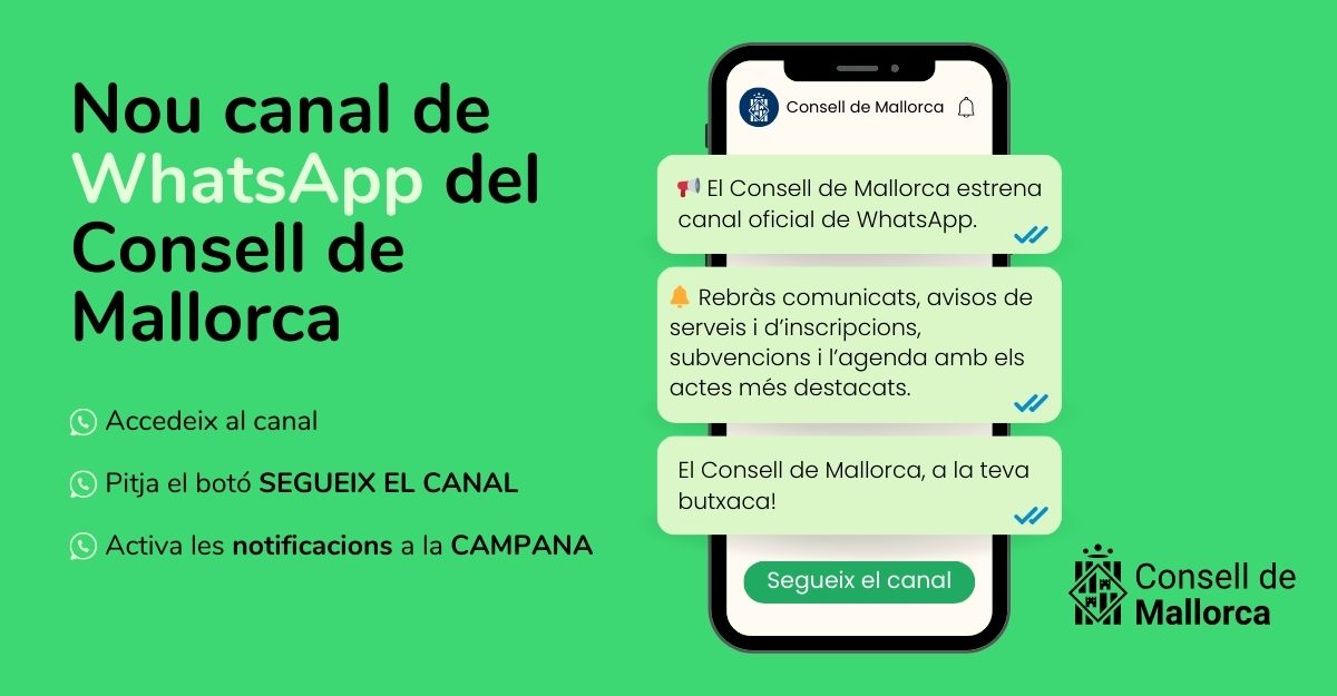 Nou canal WhatsApp del Consell de Mallorca.