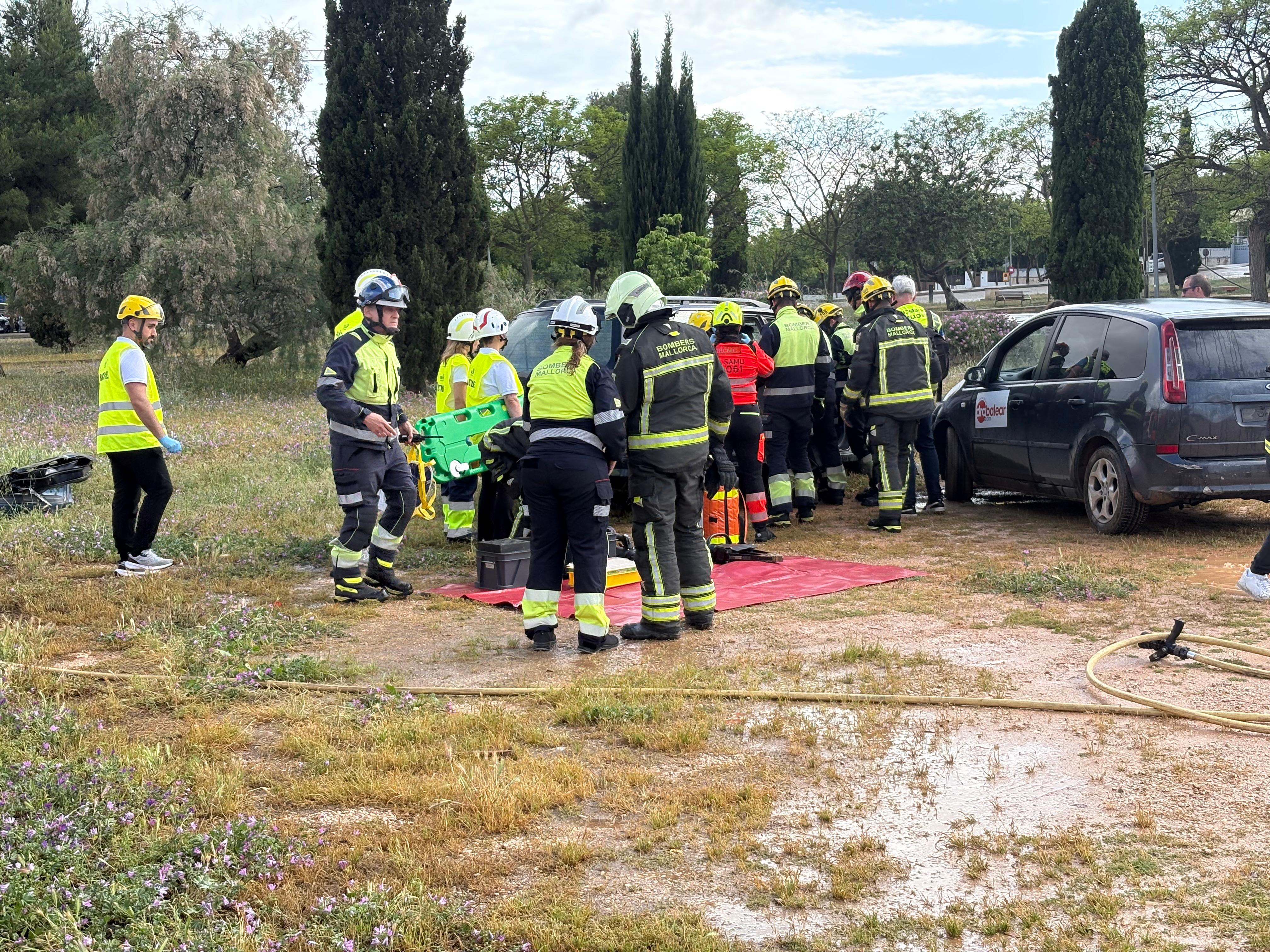 Simulacro en el que participaron los Bomberos de Mallorca.