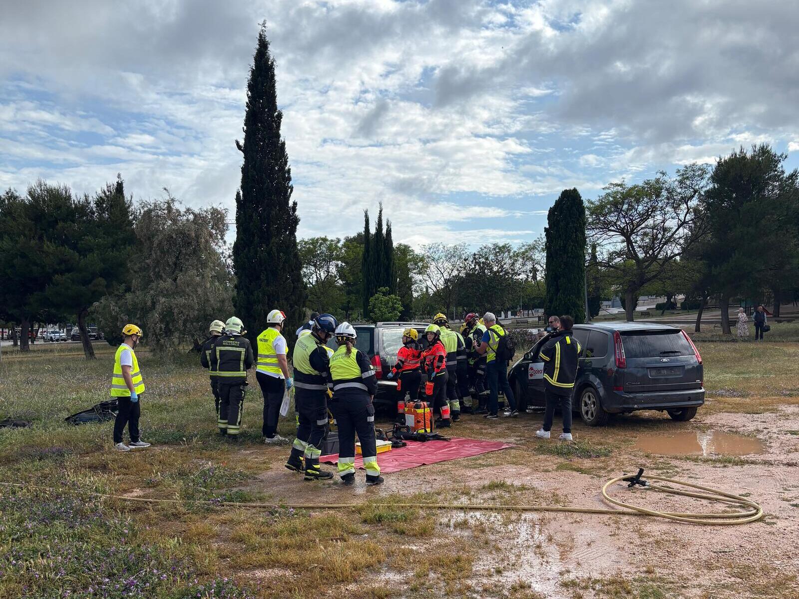 Simulacro en el que participaron los Bomberos de Mallorca.