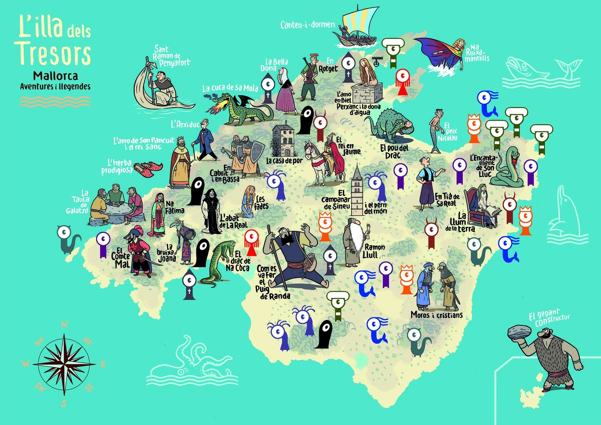 Mapa de l'Illa dels Tresors con ilustraciones de Max