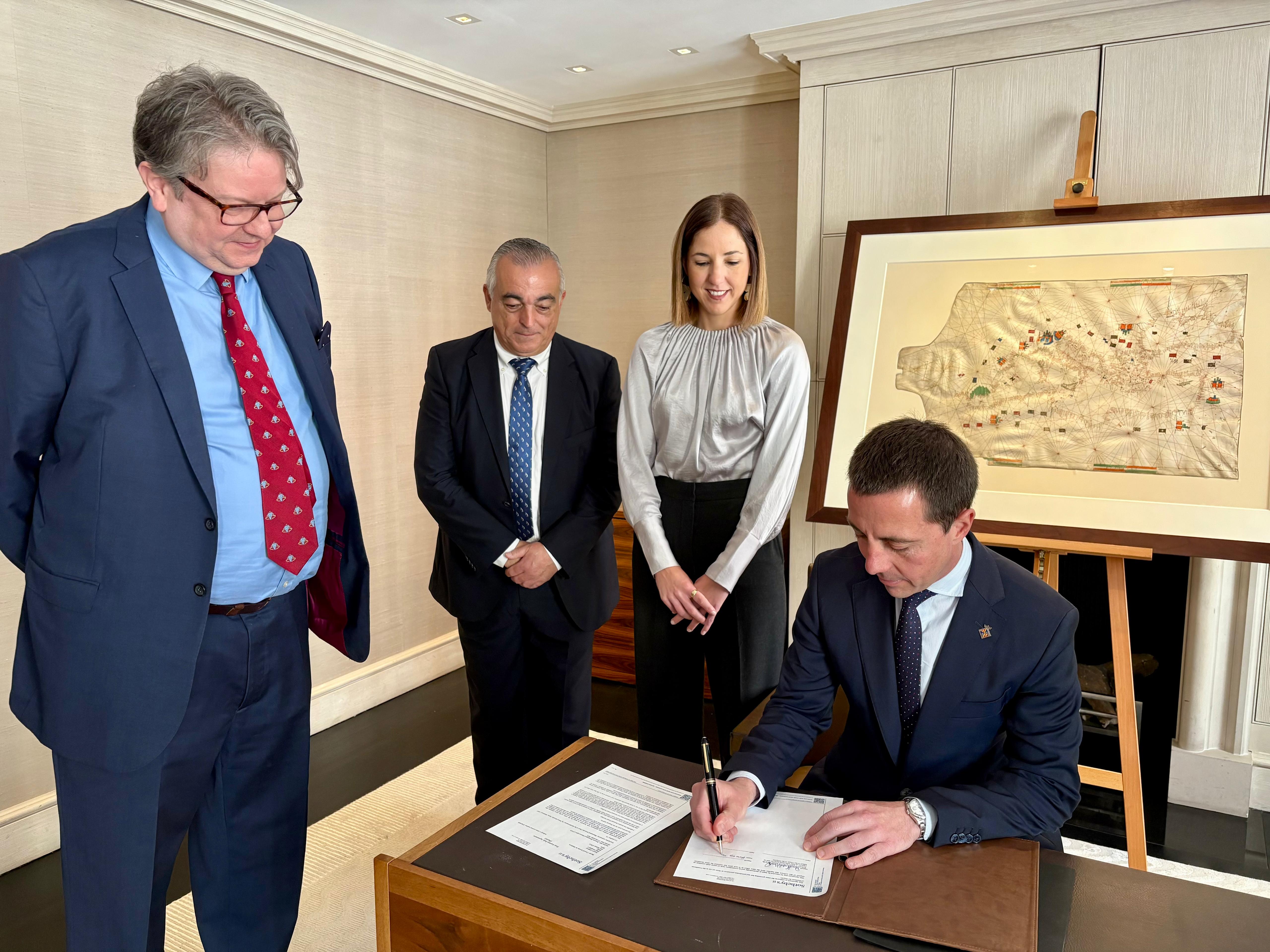Acte d'adquisició de la carta portolana de Pere Rossell a Sotheby’s, Londres.